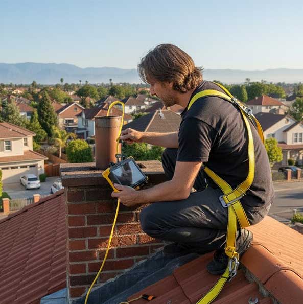 Chimney flue interior camera inspection